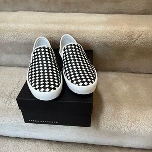 Freda Salvador Black & White Checkerboard Slip-On Sneakers